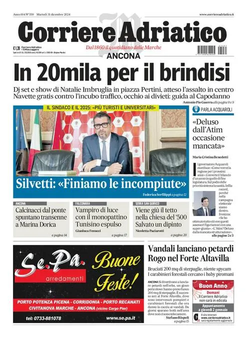 Prima-pagina-corriere adriatico-edizione-di-oggi-31-12-2024